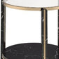24" Champagne And Clear Glass And Metal Round End Table With Shelf By Homeroots | End Tables | Modishstore - 3