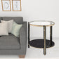 24" Champagne And Clear Glass And Metal Round End Table With Shelf By Homeroots | End Tables | Modishstore - 2