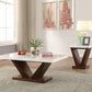 23" Walnut And White Marble Manufactured Wood Square End Table By Homeroots