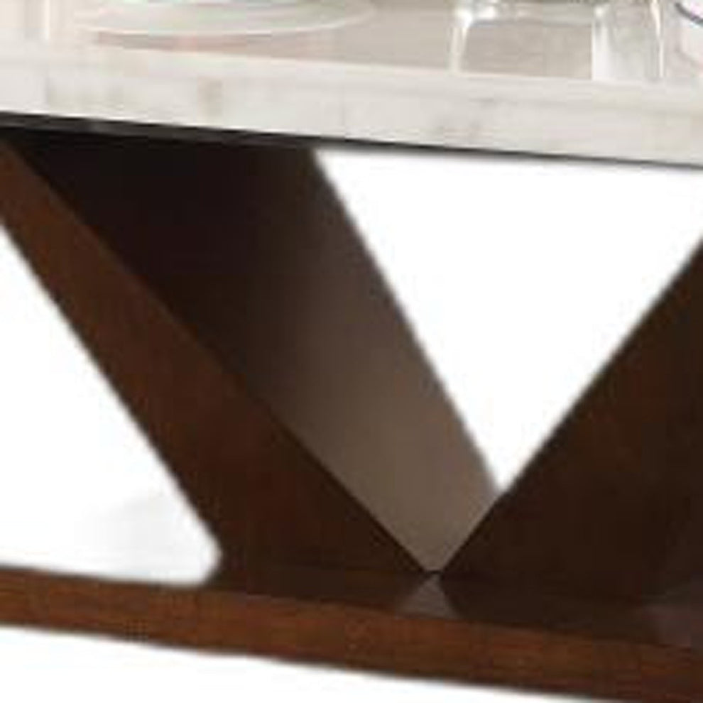 23" Walnut And White Marble Manufactured Wood Square End Table By Homeroots | End Tables | Modishstore - 5