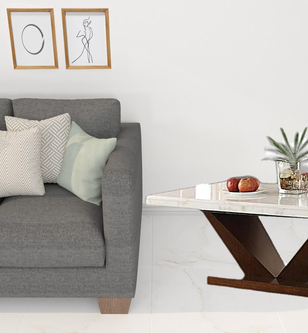 23" Walnut And White Marble Manufactured Wood Square End Table By Homeroots | End Tables | Modishstore - 3