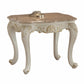 24" Pearl White Brushed With Gold Accents And Light Brown Marble End Table By Homeroots | End Tables | Modishstore