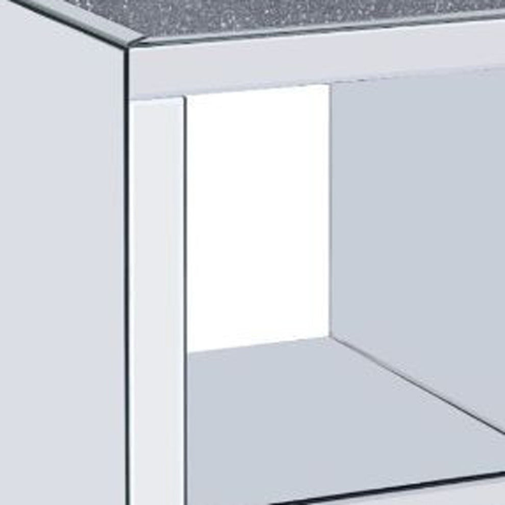 24" Silver And Gray Glass And Mirrored Square End Table With Shelf By Homeroots | End Tables | Modishstore - 3