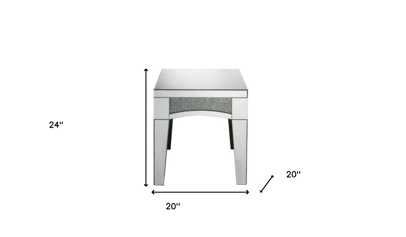 24" Silver Mirrored And Manufactured Wood Square End Table By Homeroots | End Tables | Modishstore - 5