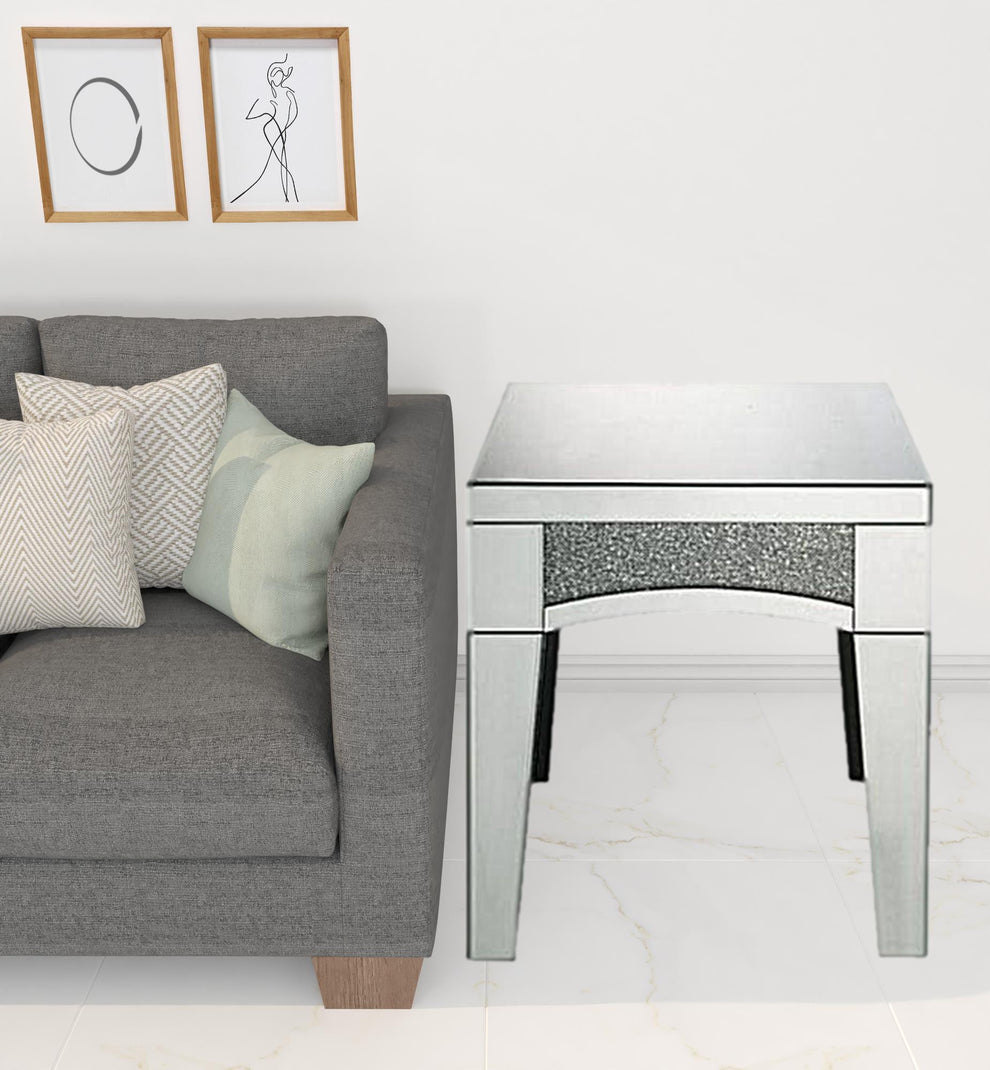 24" Silver Mirrored And Manufactured Wood Square End Table By Homeroots | End Tables | Modishstore - 2