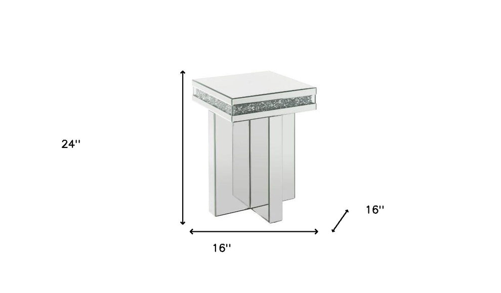 24" Mirrored And Manufactured Wood Square End Table By Homeroots | End Tables | Modishstore - 5