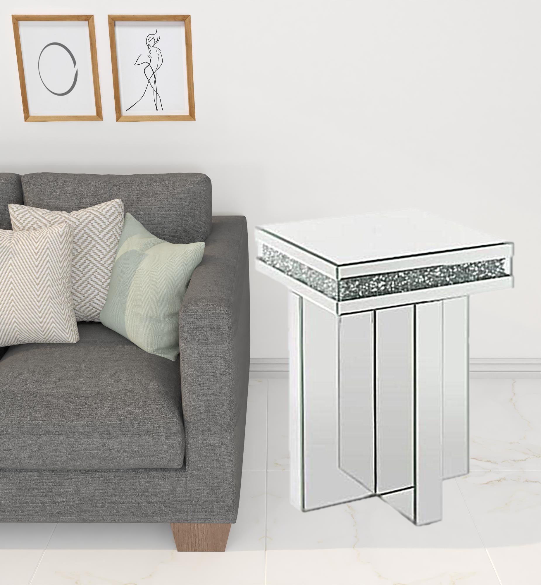 24" Mirrored And Manufactured Wood Square End Table By Homeroots | End Tables | Modishstore - 2
