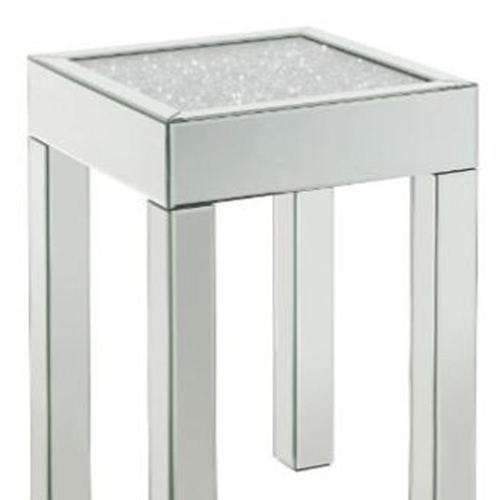 24" Silver And Clear Glass Square Mirrored End Table By Homeroots | End Tables | Modishstore - 4