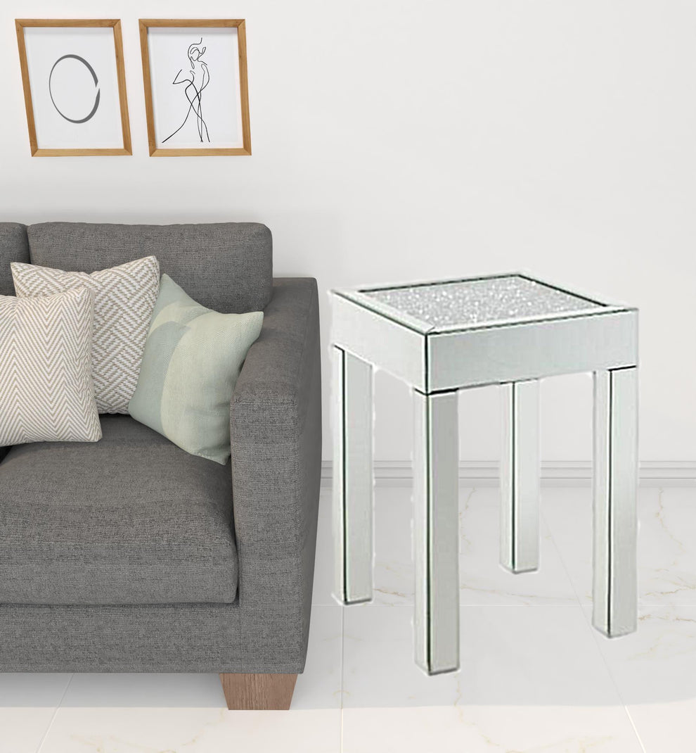 24" Silver And Clear Glass Square Mirrored End Table By Homeroots | End Tables | Modishstore - 2