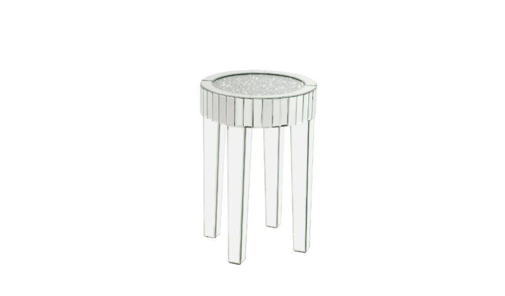 24" Silver And Clear Glass Round Mirrored End Table By Homeroots