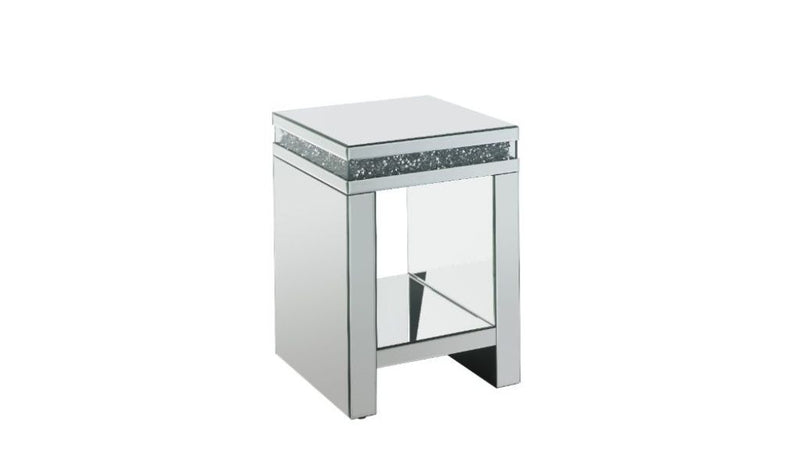 24" Silver Glass Square Mirrored End Table With Shelf By Homeroots | End Tables | Modishstore
