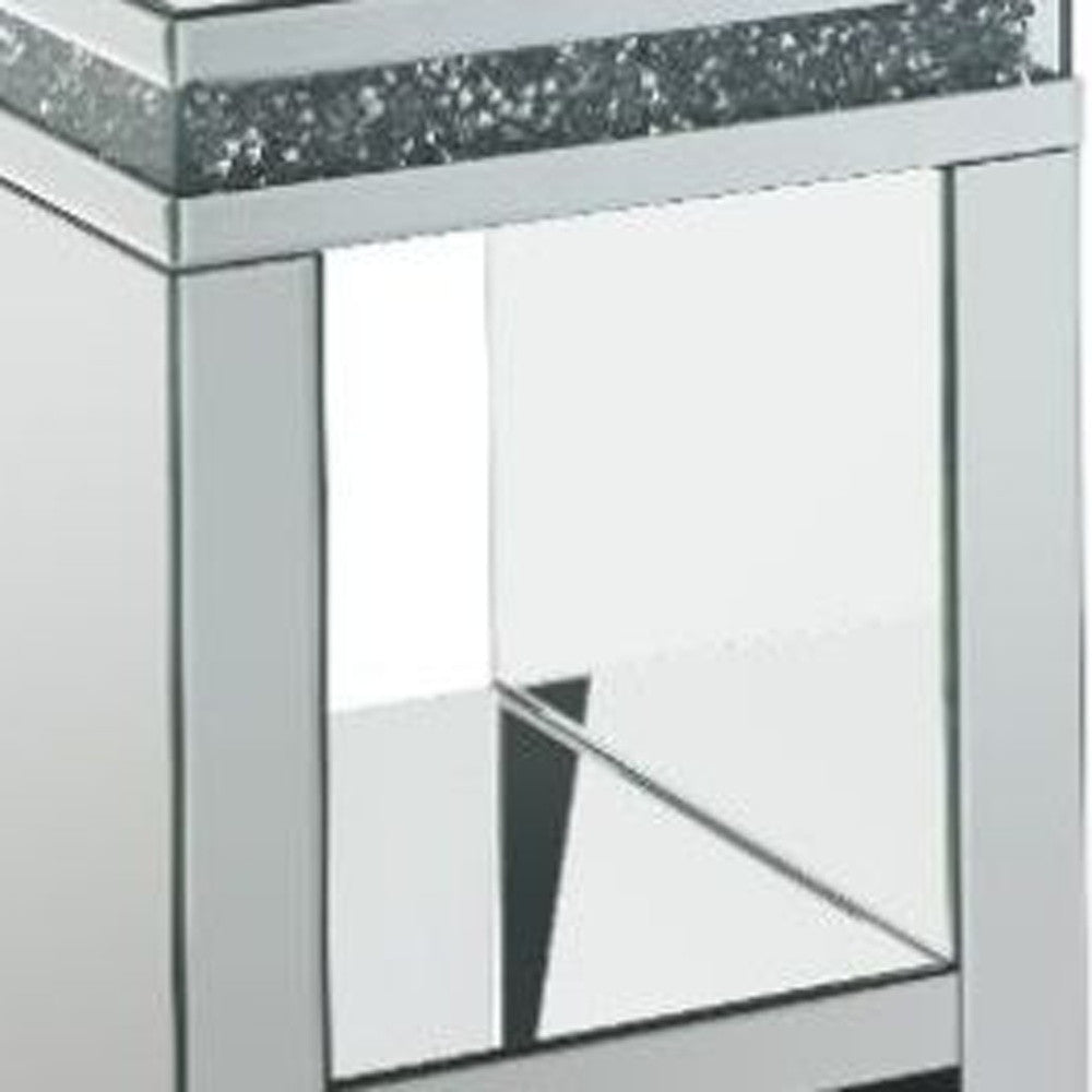 24" Silver Glass Square Mirrored End Table With Shelf By Homeroots | End Tables | Modishstore - 3