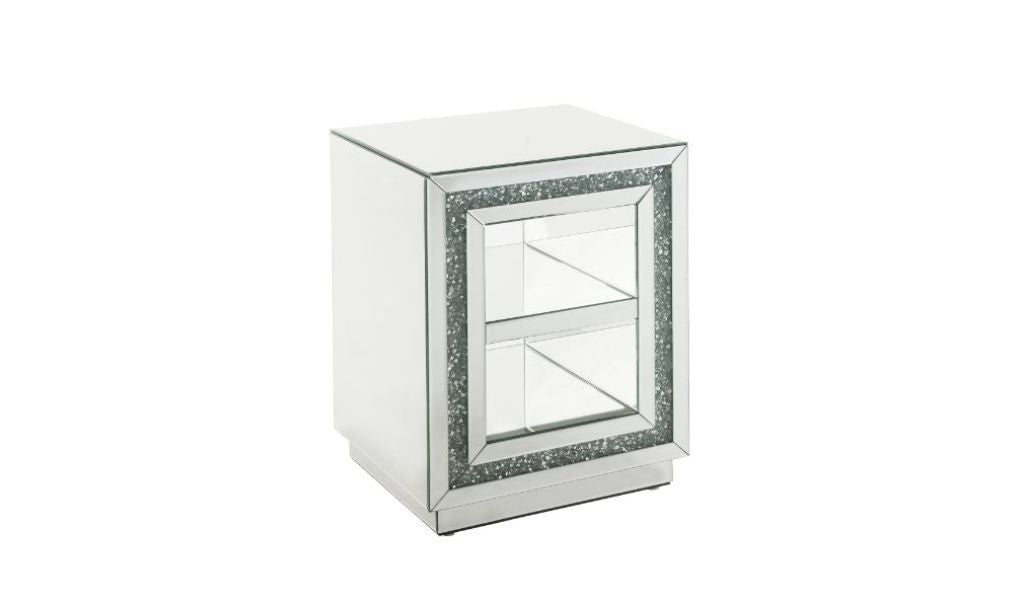 24" Silver Glass Rectangular Mirrored End Table With Two Shelves By Homeroots | End Tables | Modishstore
