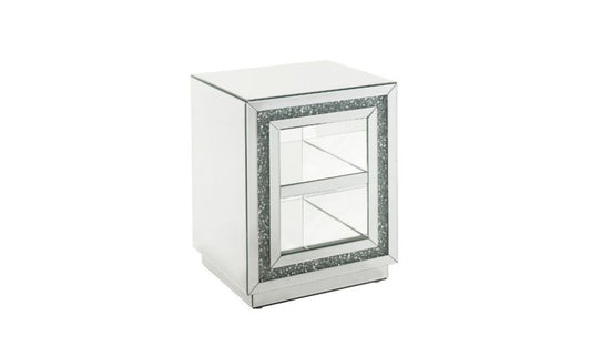 24" Silver Glass Rectangular Mirrored End Table With Two Shelves By Homeroots | End Tables | Modishstore