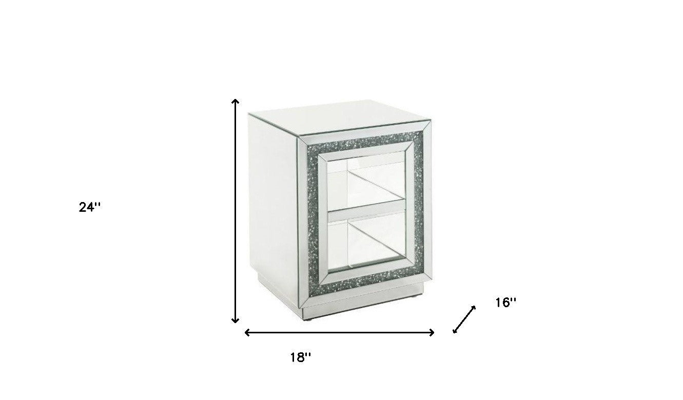 24" Silver Glass Rectangular Mirrored End Table With Two Shelves By Homeroots | End Tables | Modishstore - 5