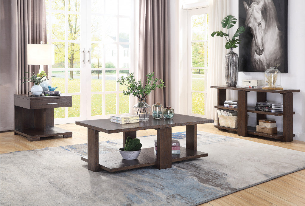 24" Walnut Manufactured Wood Square End Table With Drawer And Shelf By Homeroots | End Tables | Modishstore - 6