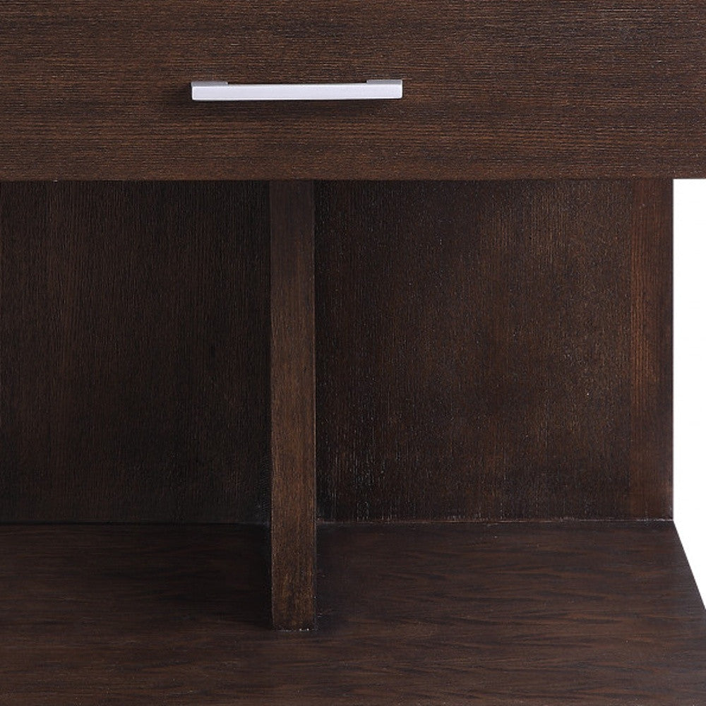 24" Walnut Manufactured Wood Square End Table With Drawer And Shelf By Homeroots | End Tables | Modishstore - 5