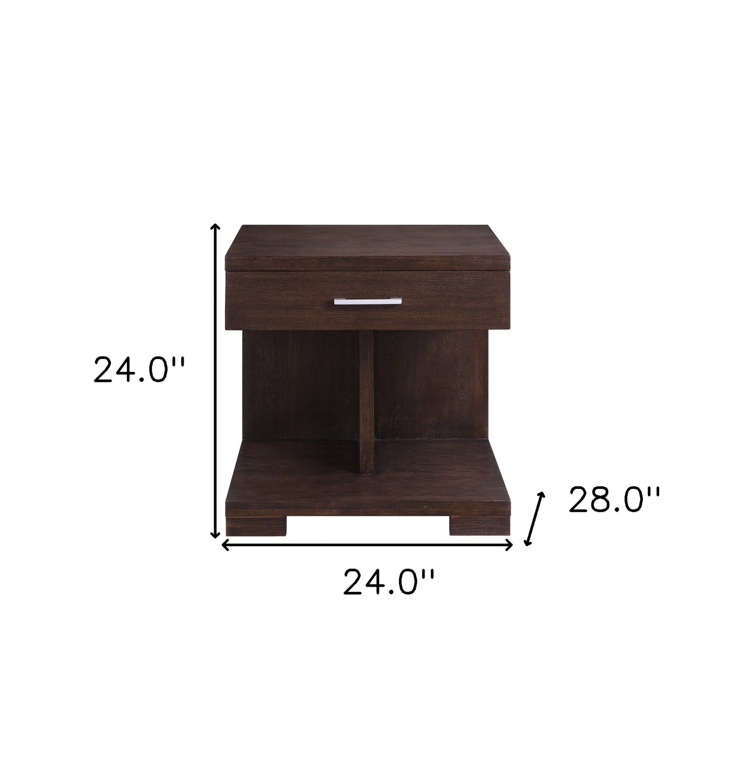 24" Walnut Manufactured Wood Square End Table With Drawer And Shelf By Homeroots | End Tables | Modishstore - 7
