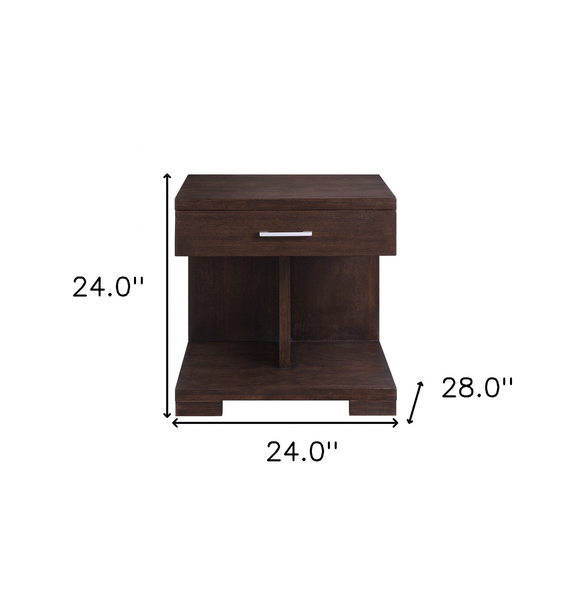 24" Walnut Manufactured Wood Square End Table With Drawer And Shelf By Homeroots | End Tables | Modishstore - 7