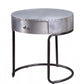 21" Aluminum And Manufactured Wood Round End Table With Drawer By Homeroots