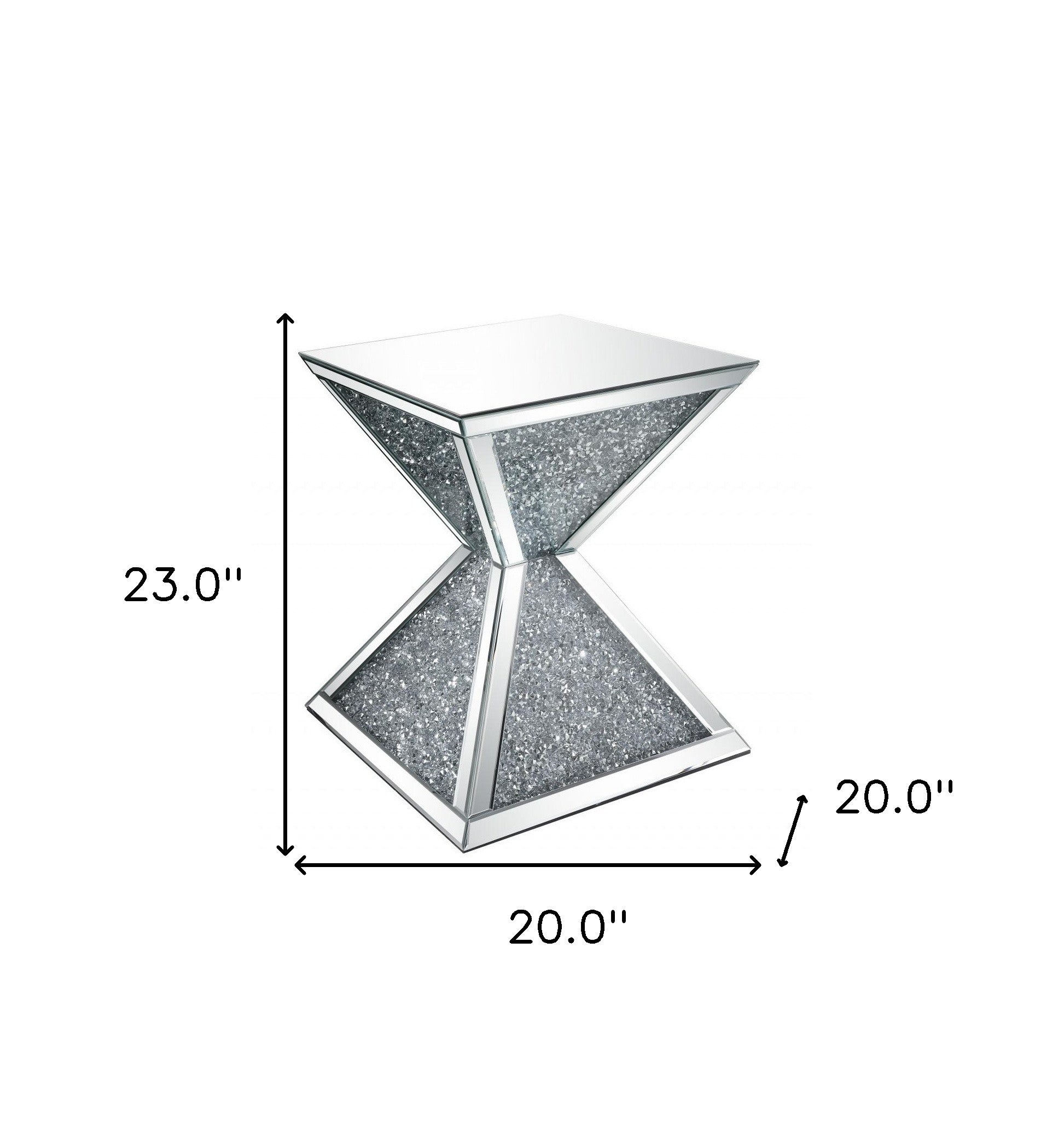 23" Silver Mirrored And Manufactured Wood Square Diamond End Table By Homeroots | End Tables | Modishstore - 7