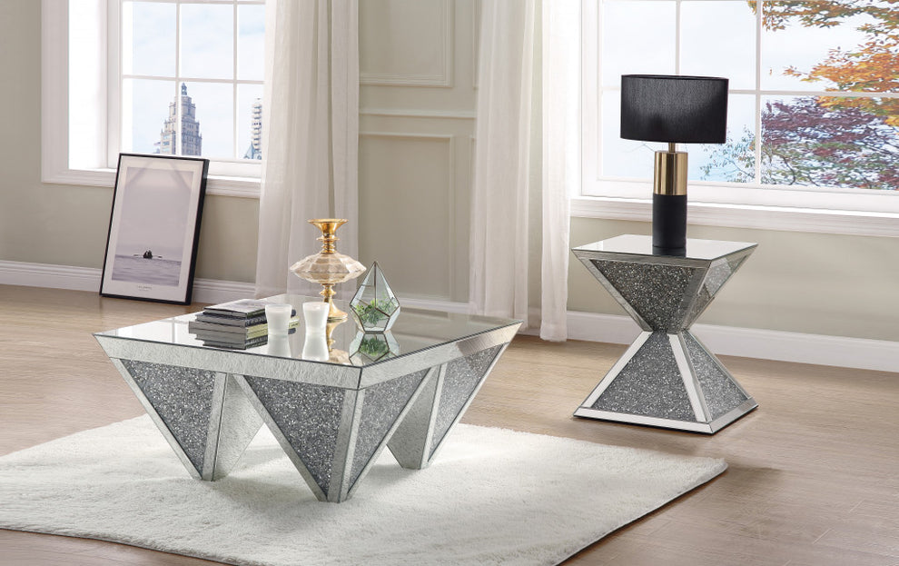 23" Silver Mirrored And Manufactured Wood Square Diamond End Table By Homeroots | End Tables | Modishstore - 6