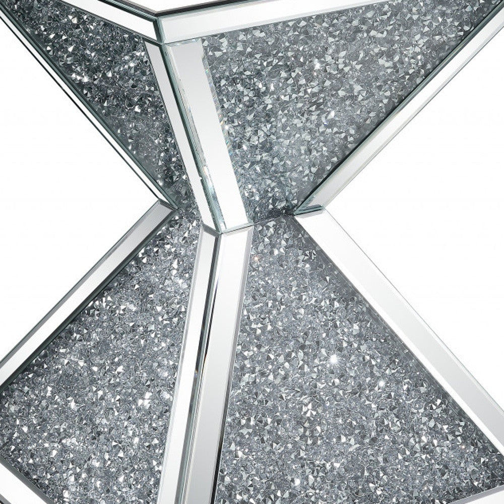 23" Silver Mirrored And Manufactured Wood Square Diamond End Table By Homeroots | End Tables | Modishstore - 5