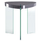 23" Clear And Gray Manufactured Wood And Glass Triangular End Table By Homeroots | End Tables | Modishstore