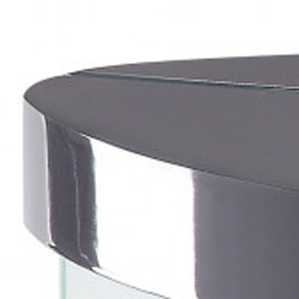 23" Clear And Gray Manufactured Wood And Glass Triangular End Table By Homeroots | End Tables | Modishstore - 4