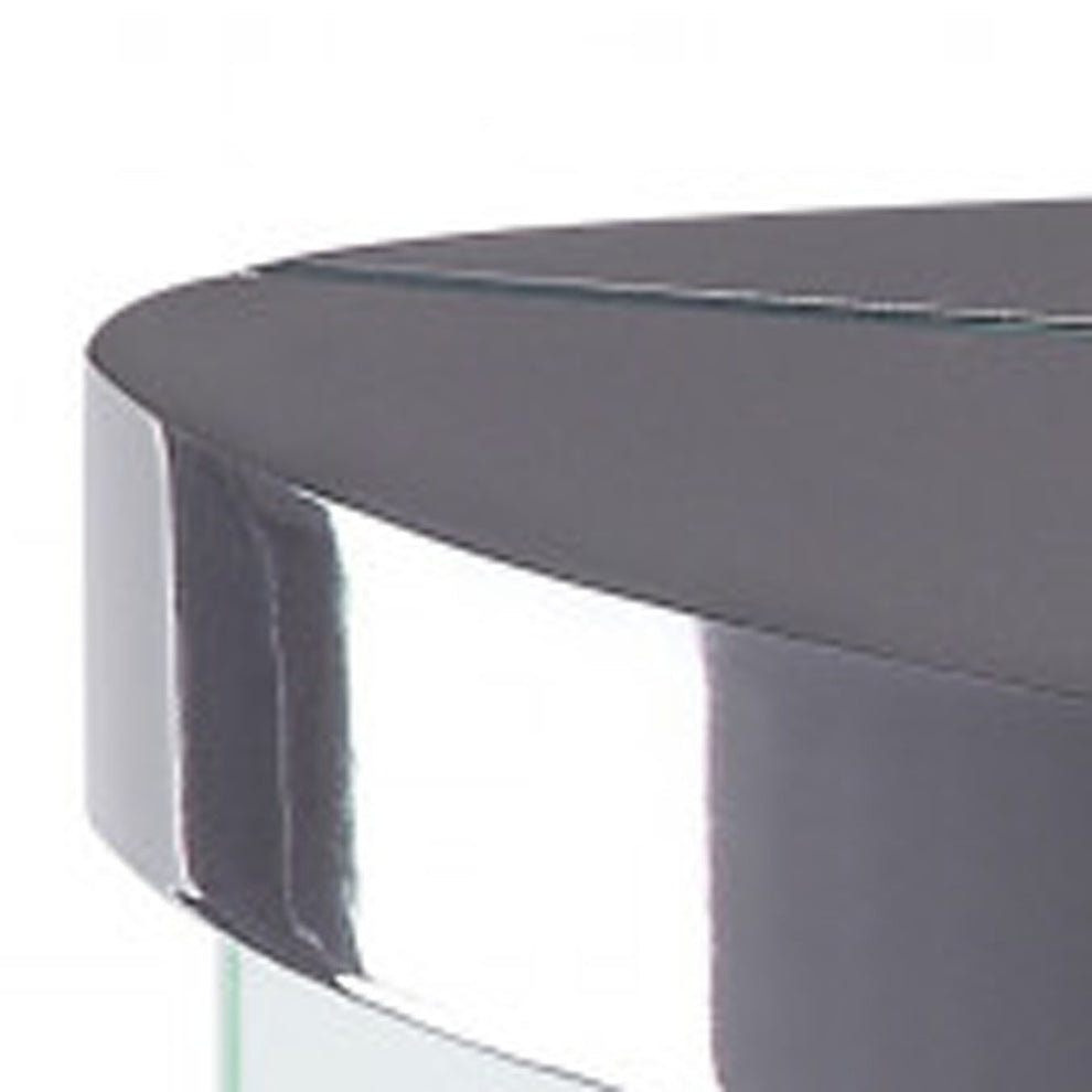 23" Clear And Gray Manufactured Wood And Glass Triangular End Table By Homeroots | End Tables | Modishstore - 4