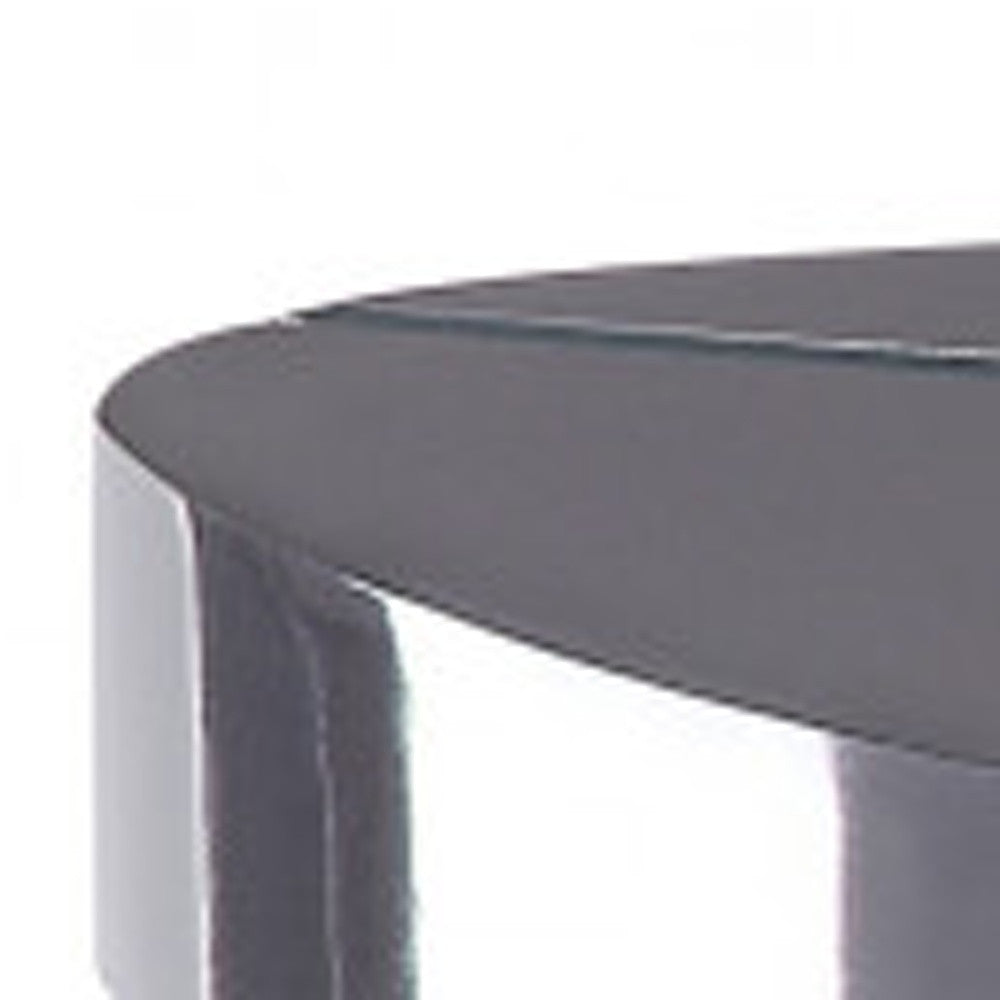 23" Clear And Gray Manufactured Wood And Glass Triangular End Table By Homeroots | End Tables | Modishstore - 5