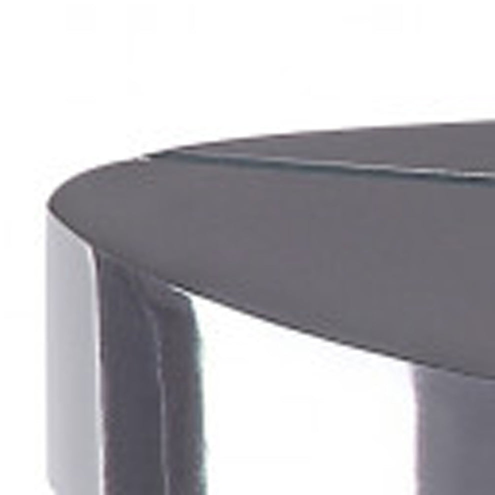 23" Clear And Gray Manufactured Wood And Glass Triangular End Table By Homeroots | End Tables | Modishstore - 5