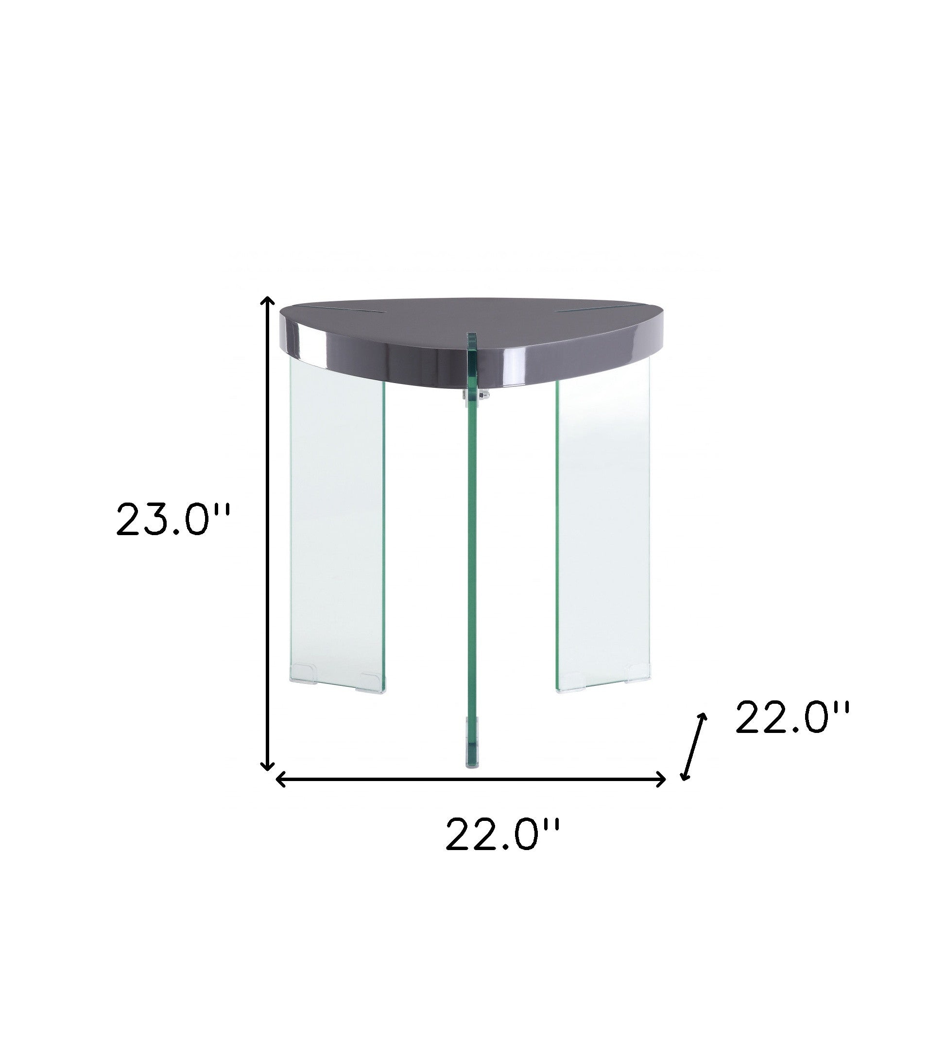 23" Clear And Gray Manufactured Wood And Glass Triangular End Table By Homeroots | End Tables | Modishstore - 7
