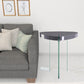 23" Clear And Gray Manufactured Wood And Glass Triangular End Table By Homeroots | End Tables | Modishstore - 3