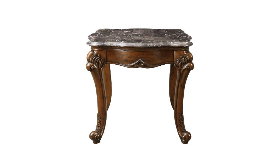 24" Cherry And Brown Marble Polyresin Rectangular End Table By Homeroots | End Tables | Modishstore