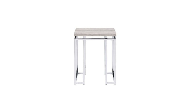 24" Chrome And Natural Oak Manufactured Wood And Metal Square End Table By Homeroots | End Tables | Modishstore