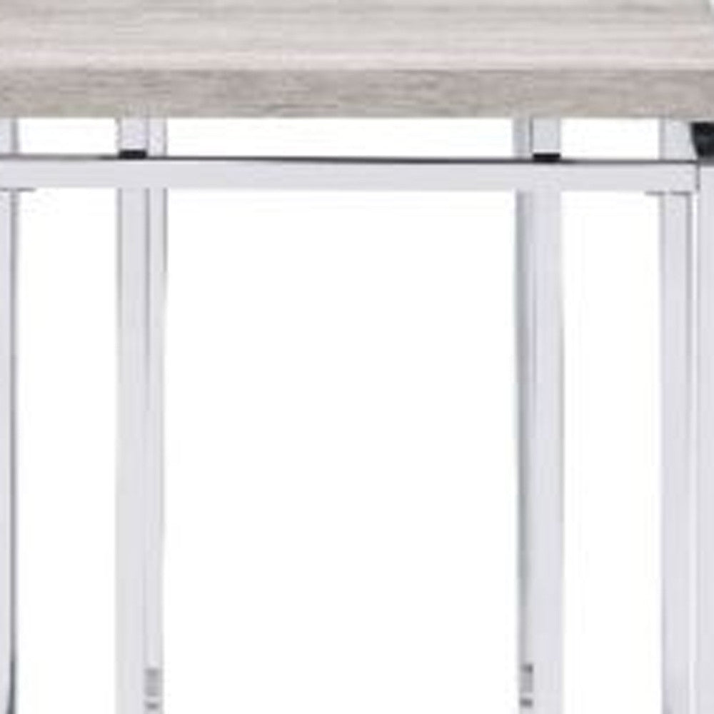 24" Chrome And Natural Oak Manufactured Wood And Metal Square End Table By Homeroots | End Tables | Modishstore - 5