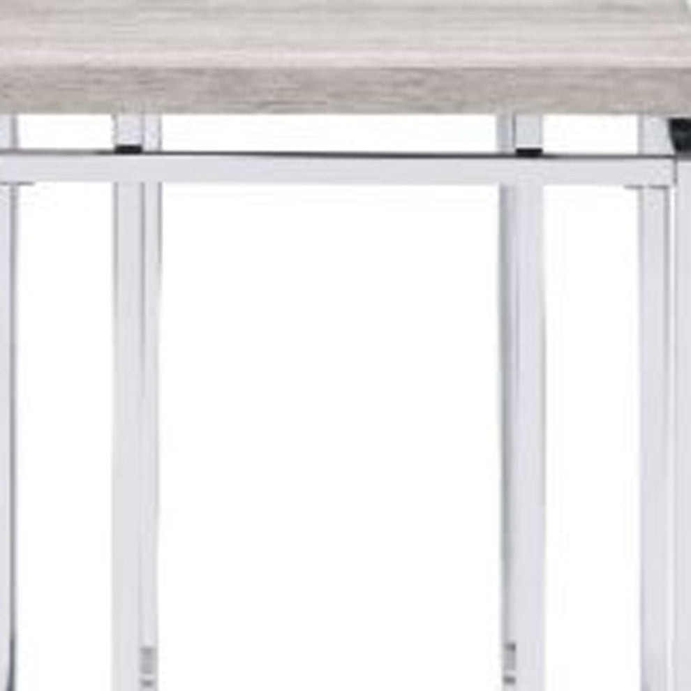 24" Chrome And Natural Oak Manufactured Wood And Metal Square End Table By Homeroots | End Tables | Modishstore - 5