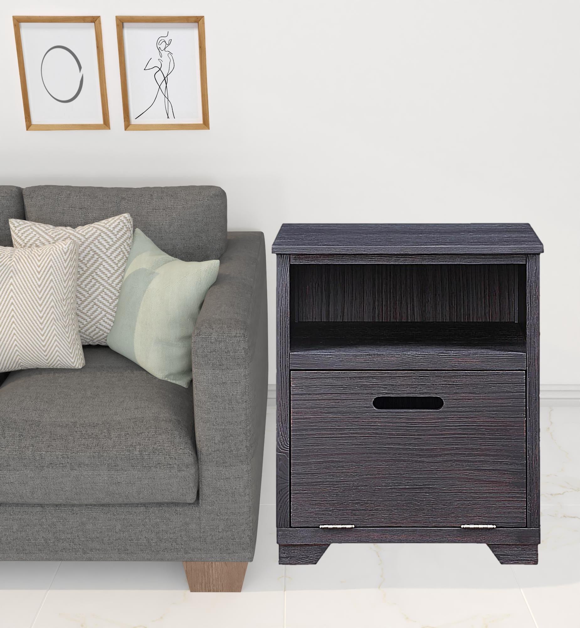 24" Black Manufactured Wood And Solid Wood Rectangular End Table By Homeroots | End Tables | Modishstore - 3