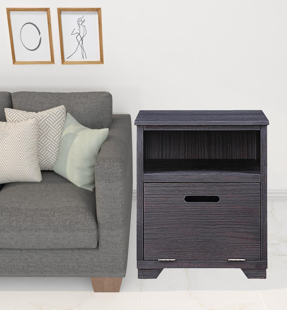 24" Black Manufactured Wood And Solid Wood Rectangular End Table By Homeroots | End Tables | Modishstore - 3