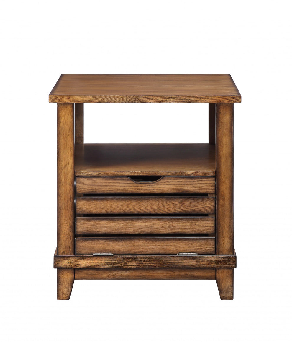 26" Oak Manufactured Wood Square End Table By Homeroots | End Tables | Modishstore - 2