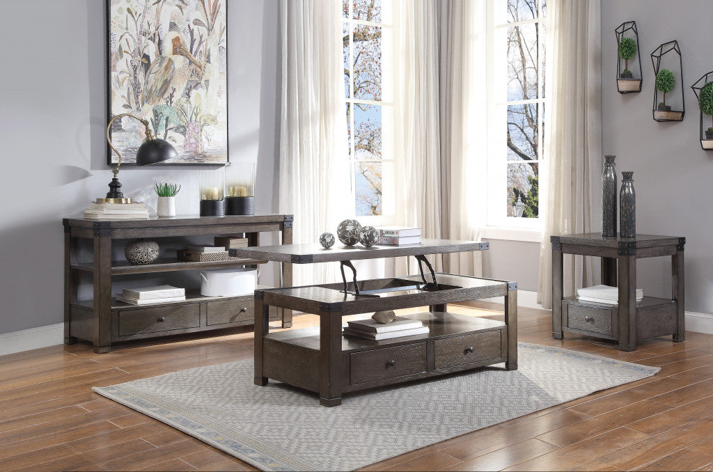 24" Ash Gray Square End Table With Drawer And Shelf By Homeroots | End Tables | Modishstore - 4