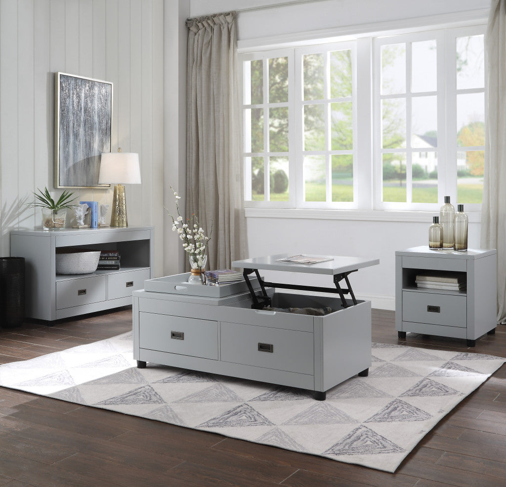 24" Dove Gray Square End Table With Drawer And Shelf By Homeroots | End Tables | Modishstore - 4