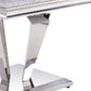 22" Silver And Light Gray Marble Look And Stainless Steel Square End Table By Homeroots