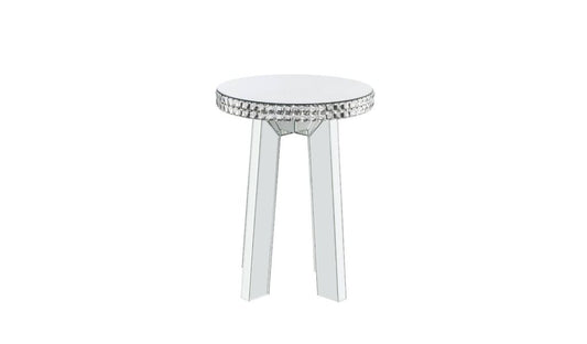 24" Silver Glass Round Mirrored End Table By Homeroots