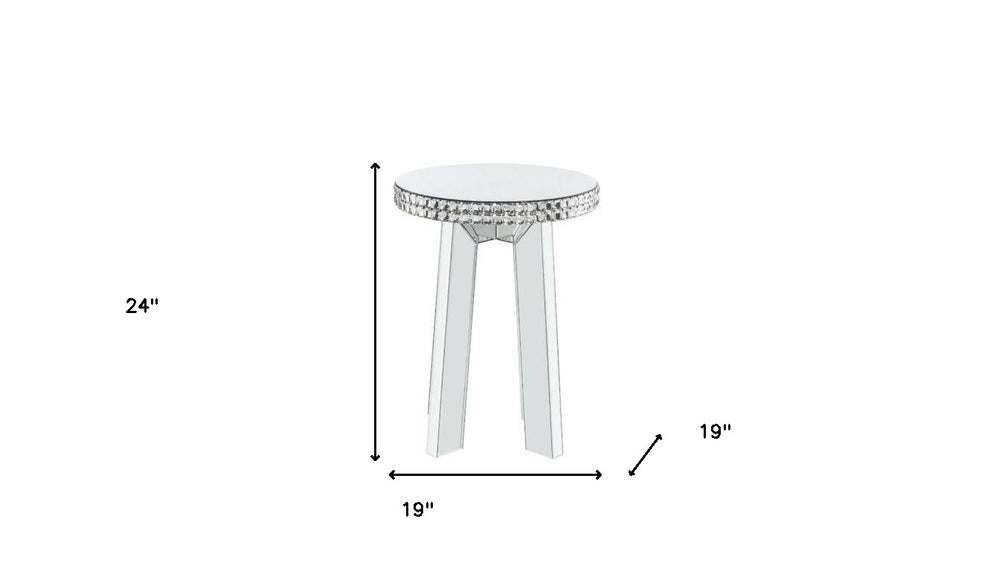 24" Silver Glass Round Mirrored End Table By Homeroots | End Tables | Modishstore - 5