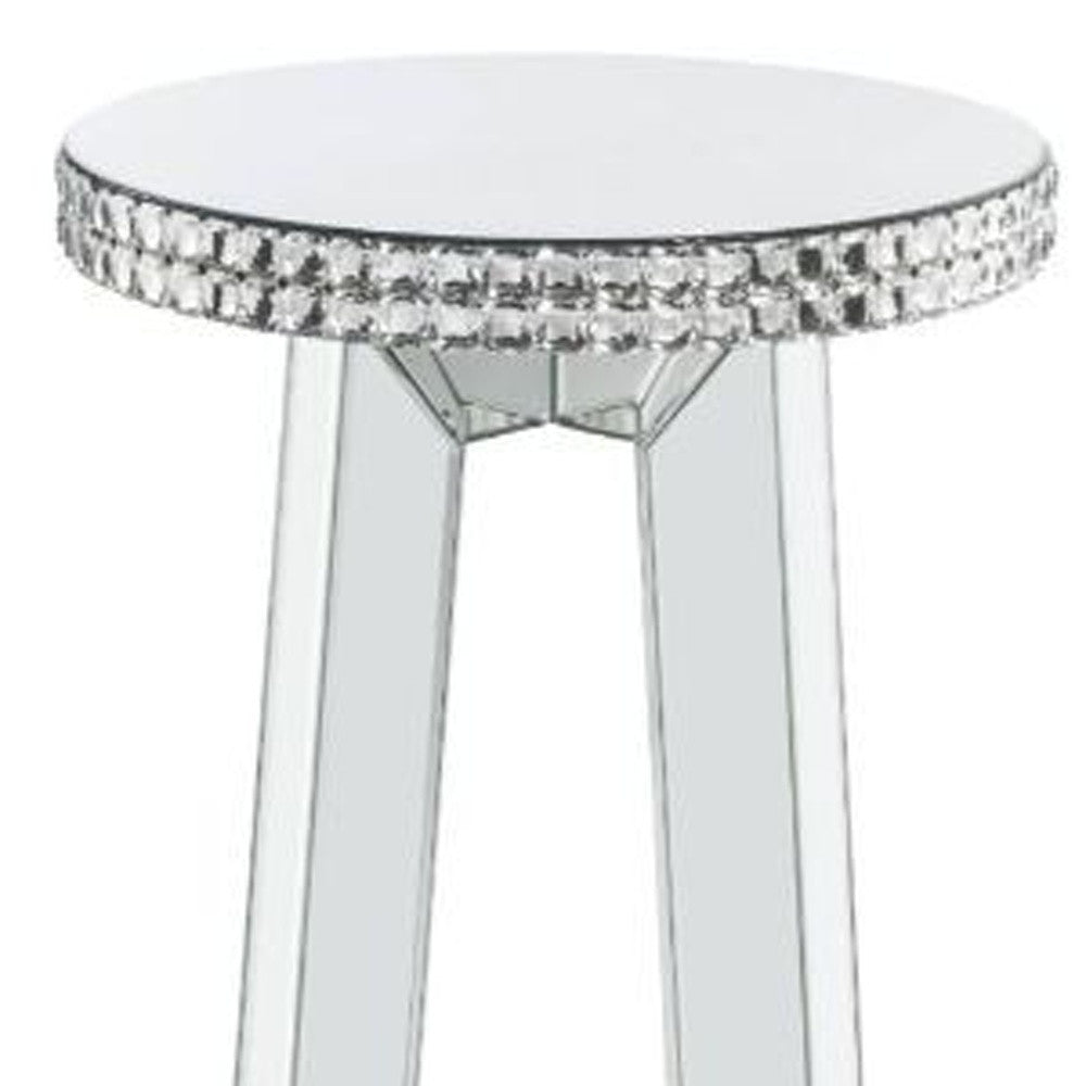 24" Silver Glass Round Mirrored End Table By Homeroots | End Tables | Modishstore - 4