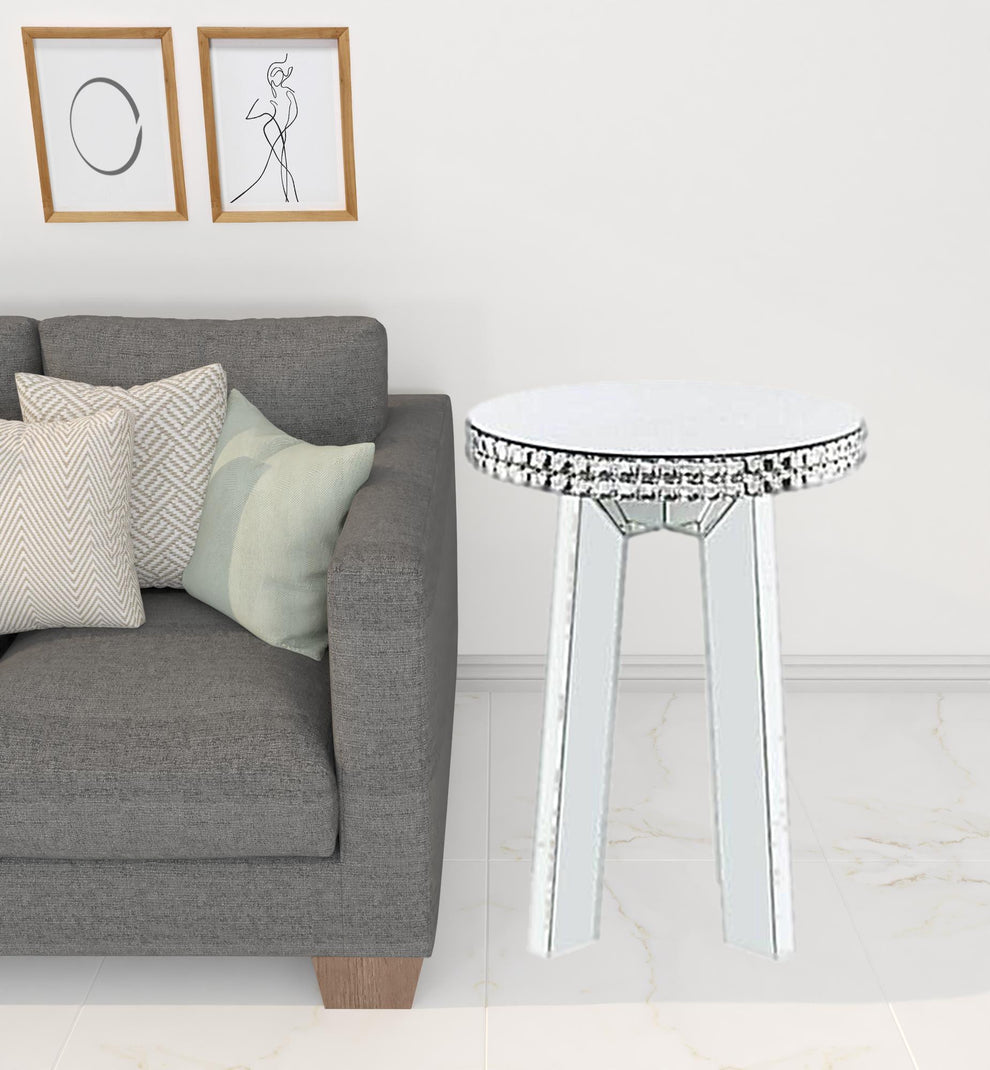 24" Silver Glass Round Mirrored End Table By Homeroots | End Tables | Modishstore - 2