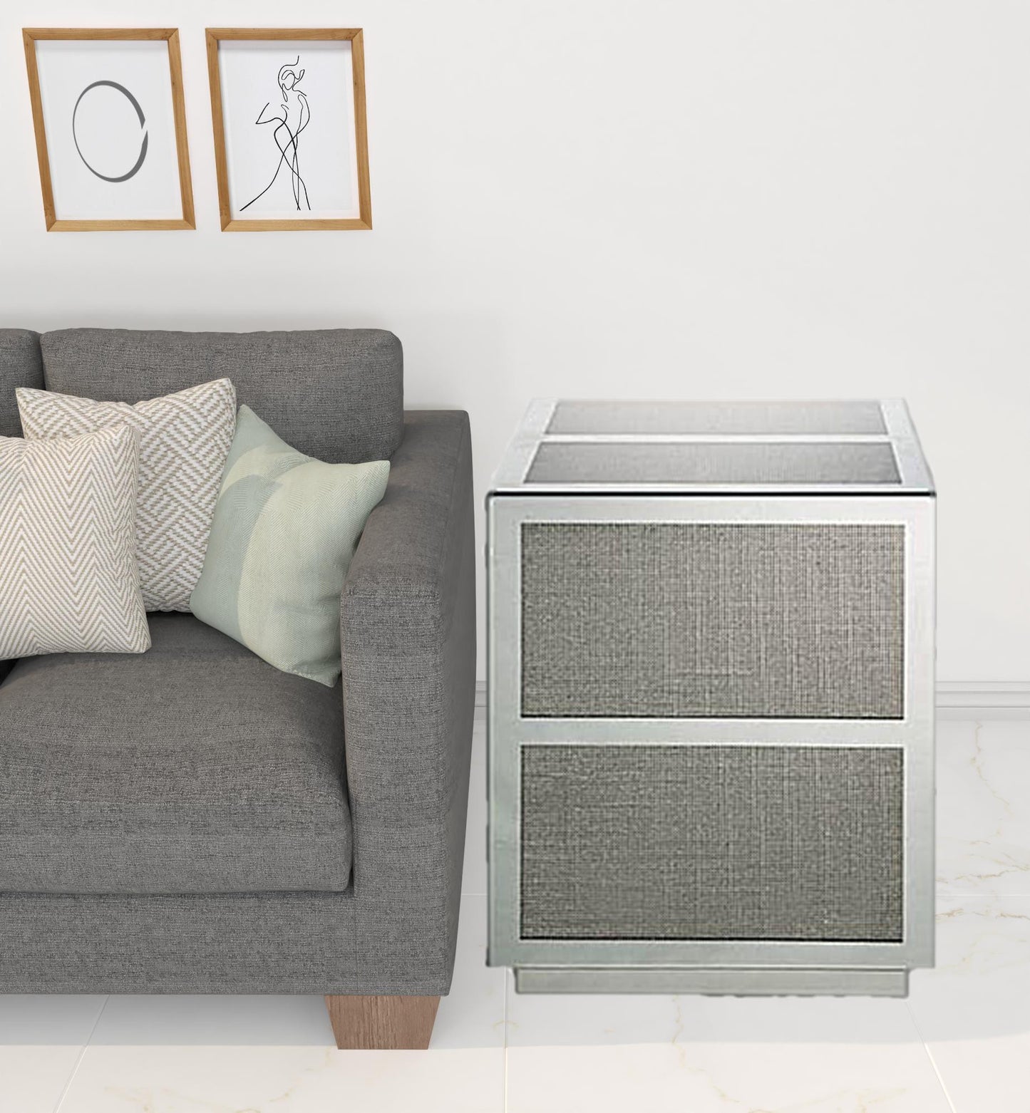 24" Silver And Clear Glass And Stone Square End Table By Homeroots | End Tables | Modishstore - 2