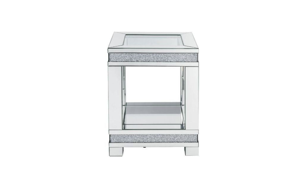 24" Clear Glass And Manufactured Wood Square End Table With Shelf By Homeroots | End Tables | Modishstore